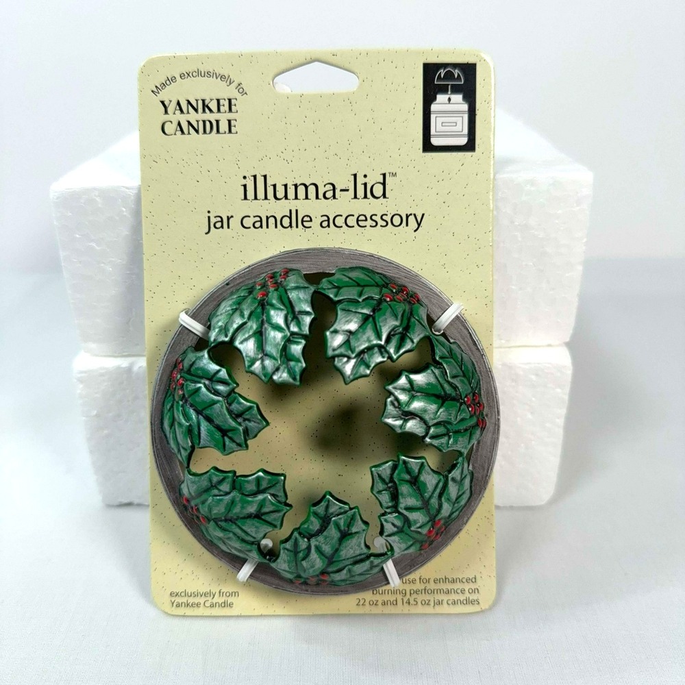Vintage 2003 Yankee Candle Illuma-Lid Holly Berry Jar Candle Topper NOS